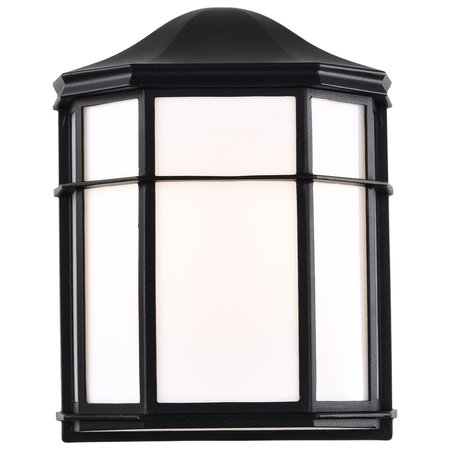 Nuvo LED Cage Lantern Fixture, Black Finish with White Linen Acrylic 62/1397